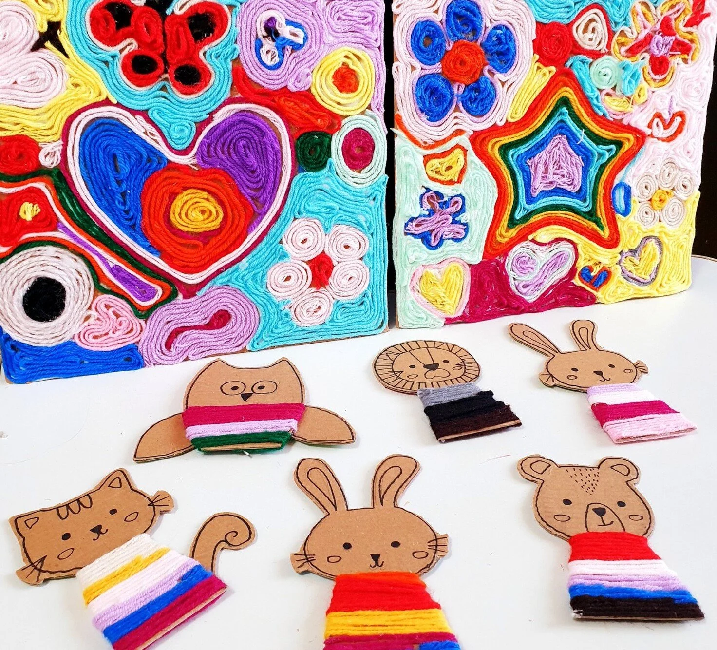 毛線纏繞畫怎麼做？跟著雙Q一起親子玩藝術，訓練幼兒精細動作！